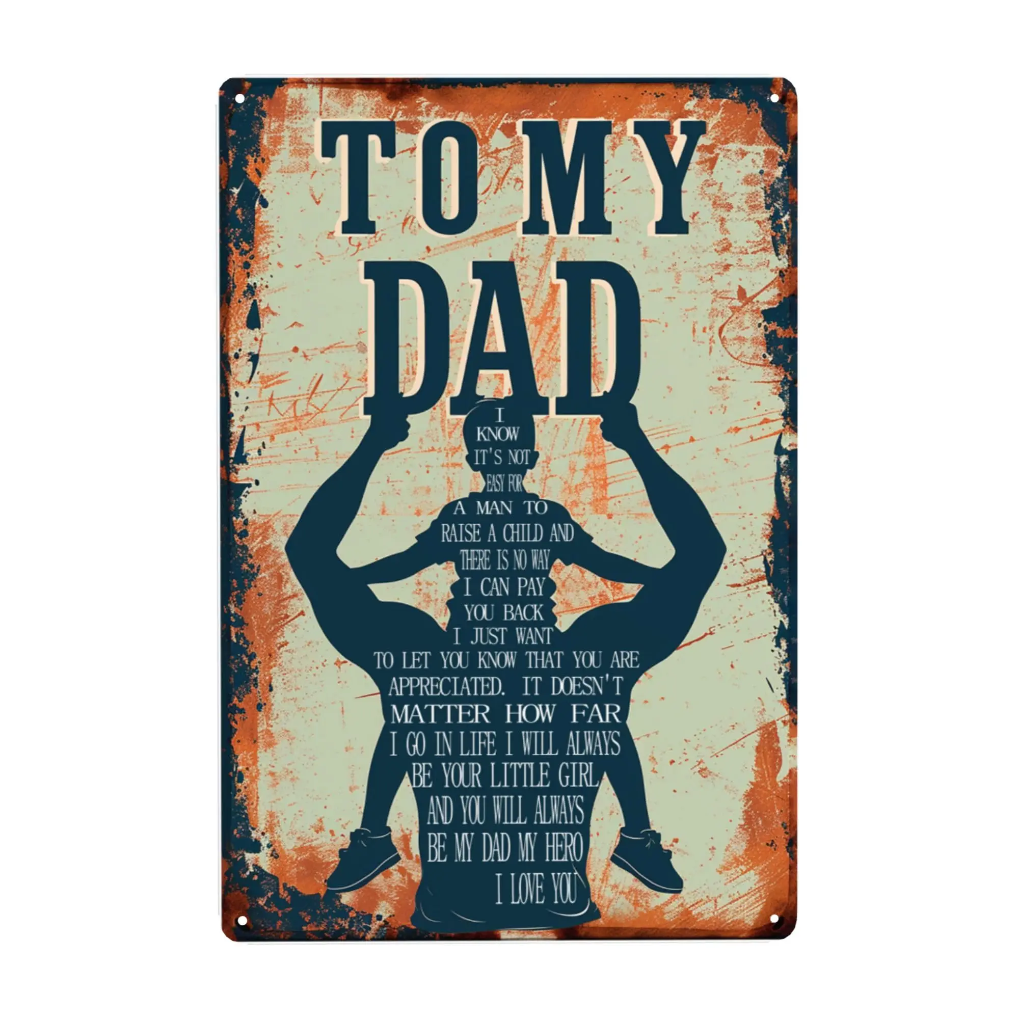 OMMIIY Decor 8''x12'' To My Dad Birthday Gifts Metal Tin Sign From Daughter Fathers Day Papa Gift Wall Plaque Da