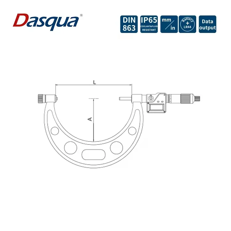 2025 Dasqua Hot Sale 100-200mm 200-300mm 300-400mm 400-500mm IP65 Waterproof Digital Outside Micrometer With Interchangeable Anv