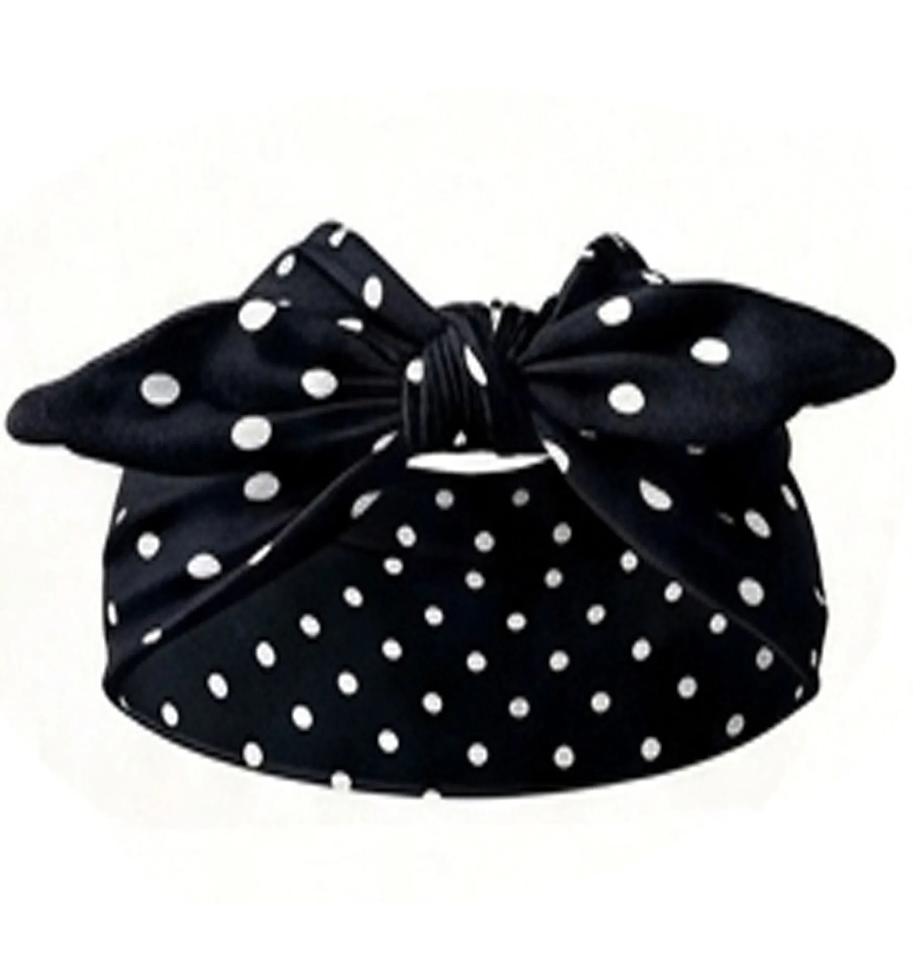 Vintage Polka Dot Bow Tie Hairband Wide-brimmed Rabbit Ears Hair Accessories for Women's Headwear,suitable for Face Washing