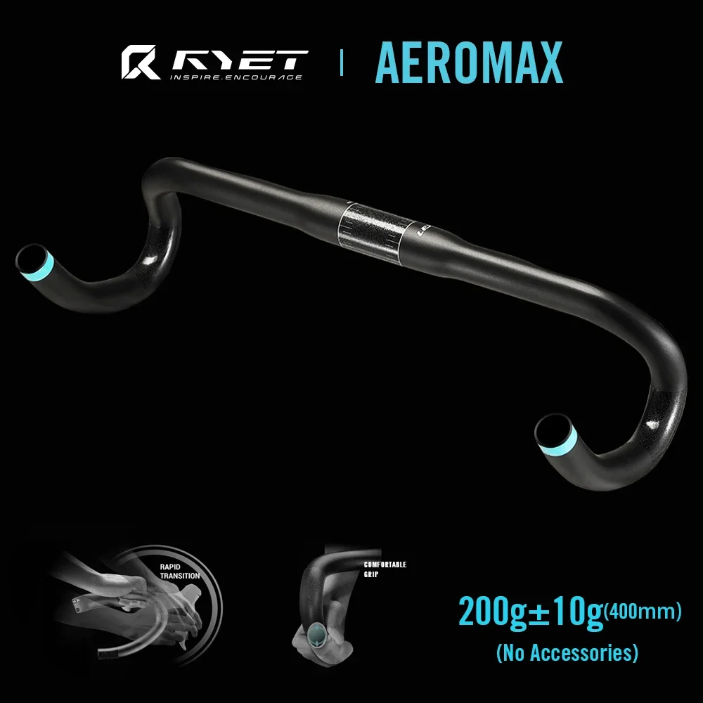 

RYET Carbon Road Bike Handlebar, RHM Rapid Hand Movement Bike Drop Bar, 31.8mm 400/420/440/460mm Width for Racing Bicycle Parts