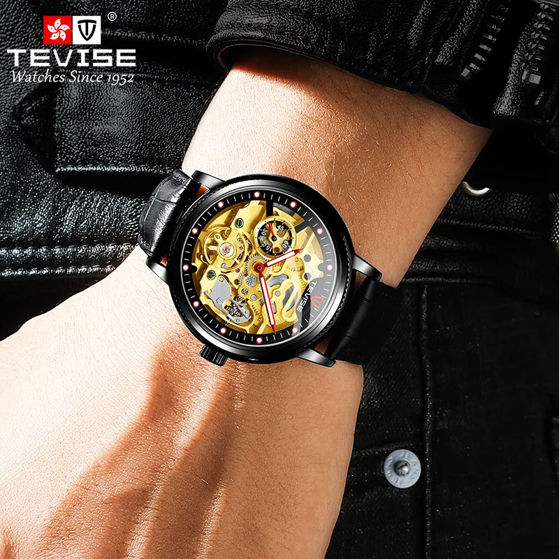 official-websiteBrand Tevise Waterproof Fashion Trend Genuine Leather 's Automatic Men's Mechanical Watch