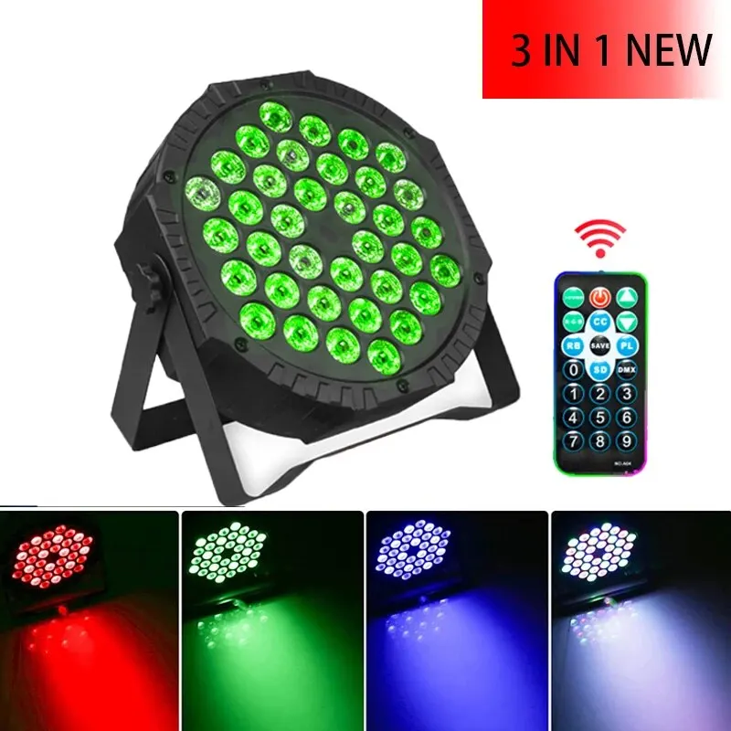 36 LED Stage Full Color Flat Par Lighting Effect RGBW 3IN1 DMX 512 DJ Disco Party Holiday Christmas Bar Club Wedding Show Lights