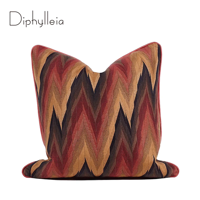 Diphylleia Painstakingly Design Gradient Ombre Cushion Cover Orange Yellow Geometry Embroidered Pillow Case Modern Upholstery
