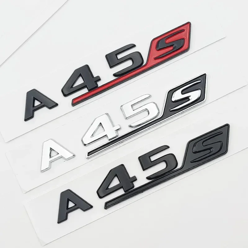 

Car Trunk Sticker 3D ABS Glossy Black Red A45S For Mercedes Benz A45 AMG W177 W176 A45S Emblem Logo Auto Accessories