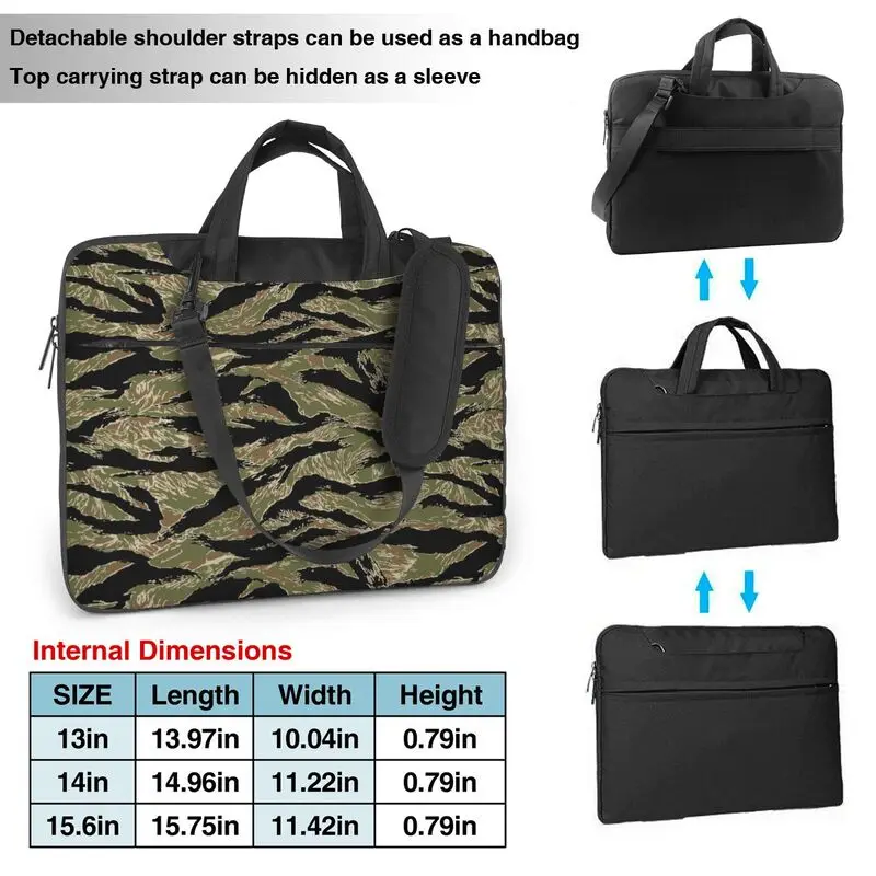 Tiger Stripe Camouflage Military Camo Waterproof Laptop Case Bag Computer PC Cover Pouch with Handle for MacBook 15.6 Inch