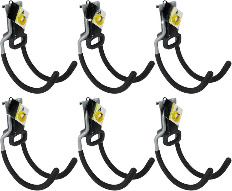 

Wall Mounted Multi-Purpose Garage Utility Hooks for Tools, Sports Equipment, and Gardening Supplies, Satin