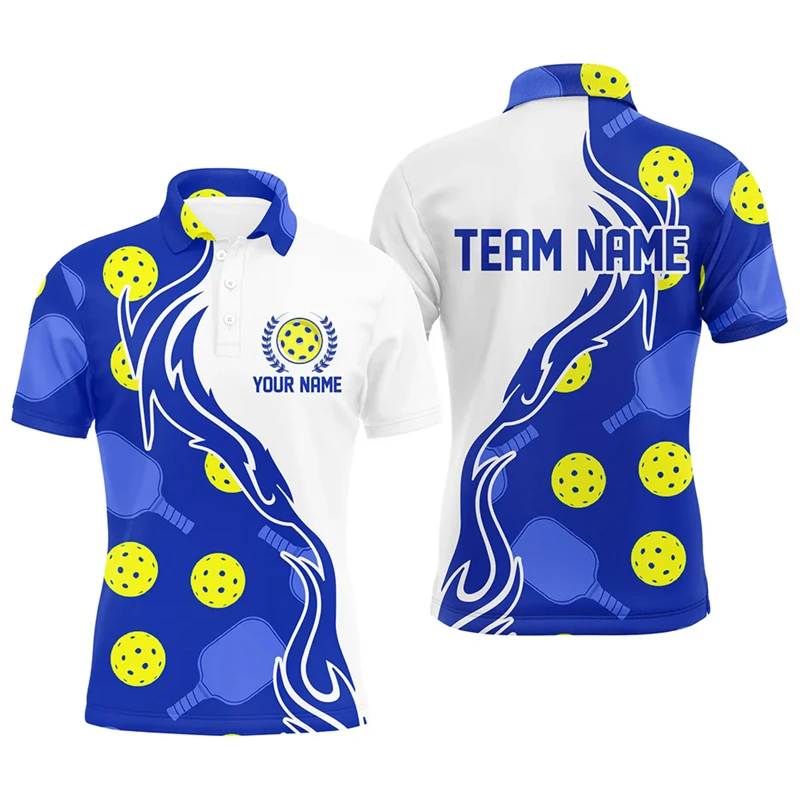 Trend Pickleball Graphic Polo Shirts Summer Fashion Short Sleeve 3D Printed Sports Polo T Shirts Loose Quick Dry Team Uniforms