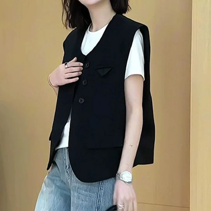 Women's suit vest 2024 spring/summer new Korean casual fashion three button women's top