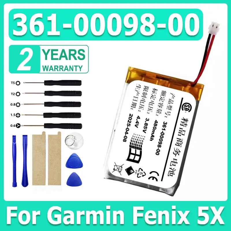 

361-00098-00 Аккумулятор для часов 361-00098-00 для Garmin Fenix 5X Сменный аккумулятор 430 мАч + бесплатные инструменты