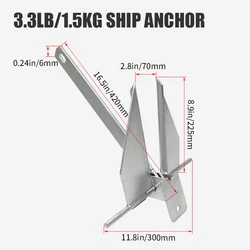 KOETSU 3.3lb Danvers Marine Galvanized Fluke Anchor Style Anchor includes For Use in Mud and Sand Inflatable Boat Kayak