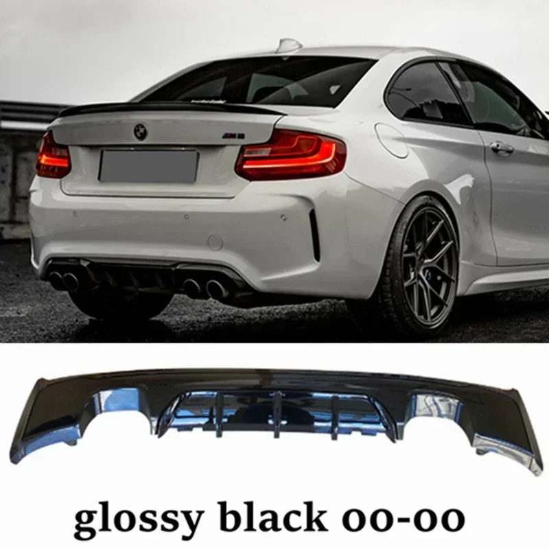 2014-2020 ABS Glossy Black M Performance M Sport M Tech Rear Diffuser Bumper Body Kit Spoiler For BMW 2 Series F22 F23