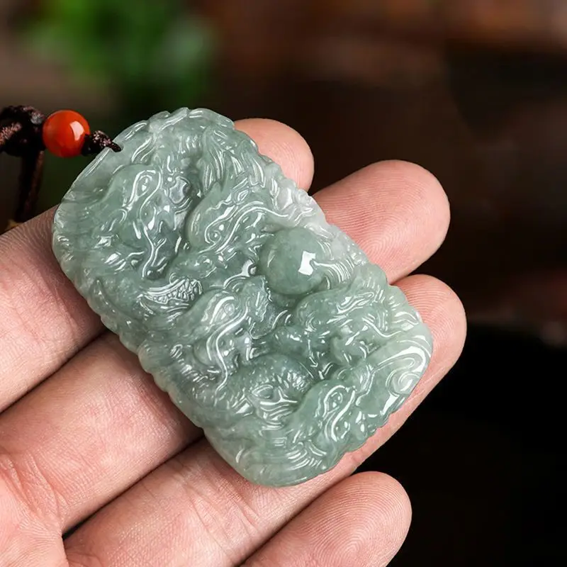 Natural Genuine Green A Jade Jadeite Dragon Pendant Soars