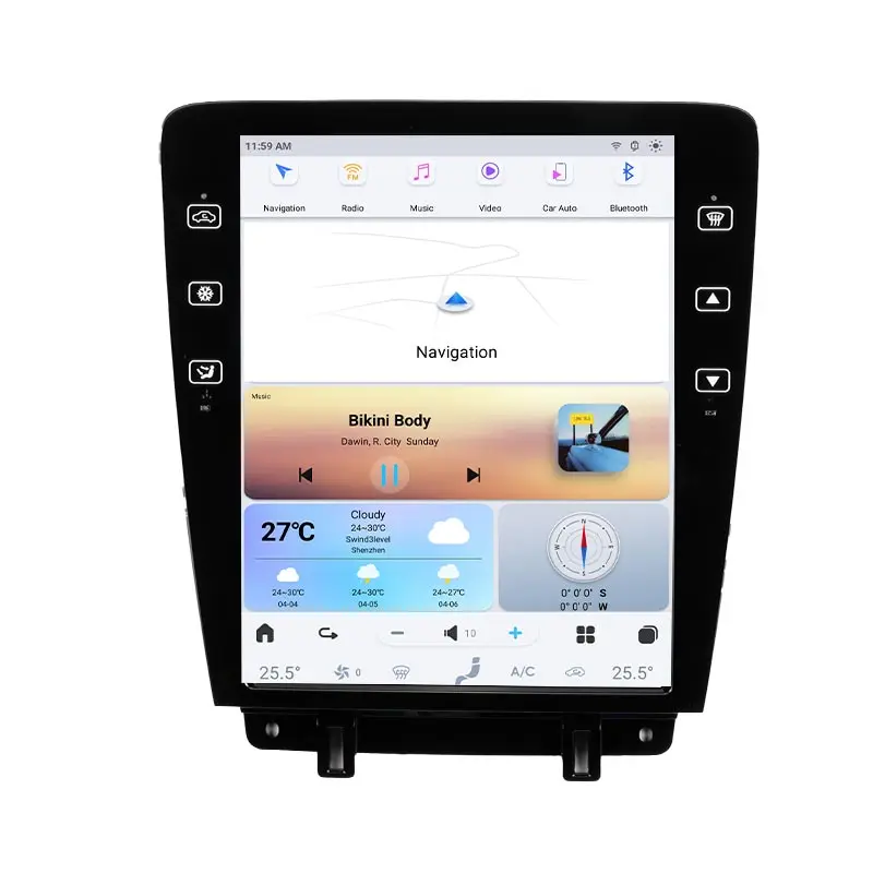 12.1'' Android 13 Screen GPS Navigation Car Radio Multimedia Player For Ford Mustang 2009-2015 Qualcomm Carplay Unit 4G WIFI DSP