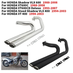 For HONDA Shadow VLX 600 VT600C 1988 - 2008  VT600CD Deluxe Steed Shadow VLX 400 VT 400 Motorcycle Duals Exhaust System Muffler