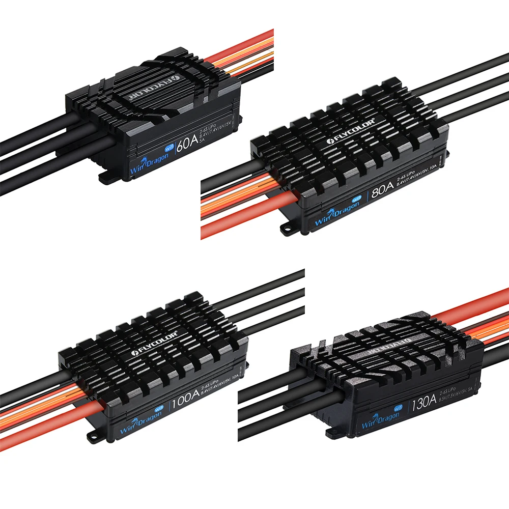 

FLYCOLOR WinDragon 20A/30A/40A/60A/80A/130A ESC 5/6/7.4/8.4V Adjustable BEC 5A 2-6S for RC Model Airplane Helicopter Fixed-wing