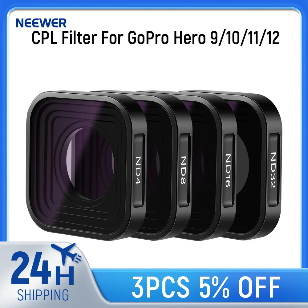 NEEWER CPL Filter Compatible with GoPro Hero 9/10/11/12, Polarizing Filters, Action Camera Accessories, Enhances Colors