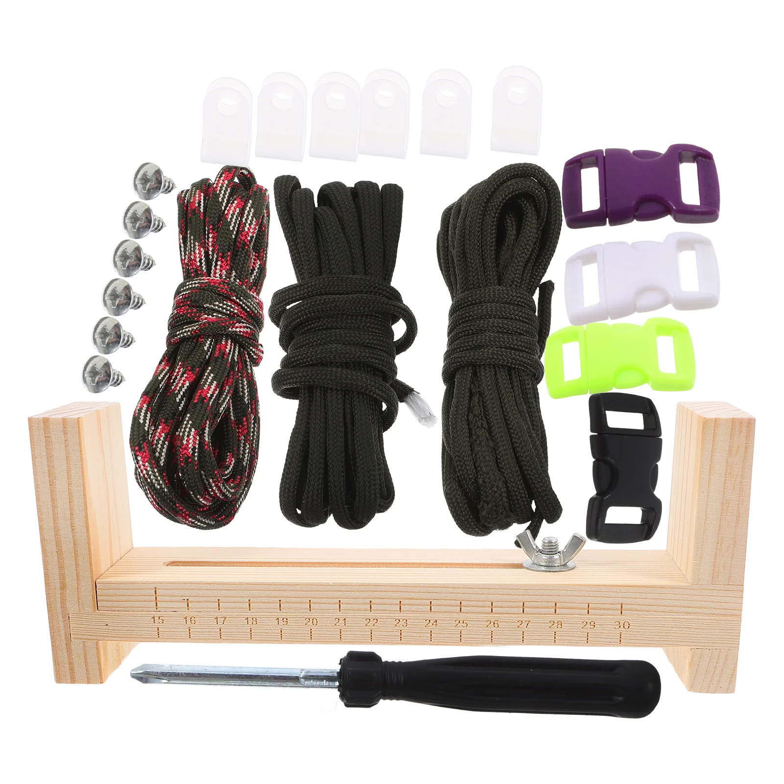 

23X5cm Lanyards Bracelet Making Kit Gimp Tool Jig Weaving DIY Craft Metal Frame Umbrella Rope Outdoor Adjustable Distance