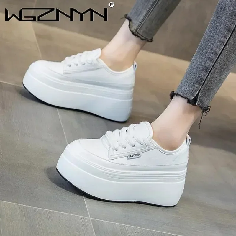 

Высочайшее качество, 8 см, весенние повседневные кроссовки из коровьей кожи, женская вулканизированная обувь, удобные туфли-лодочки на танкетке и платформе, осень