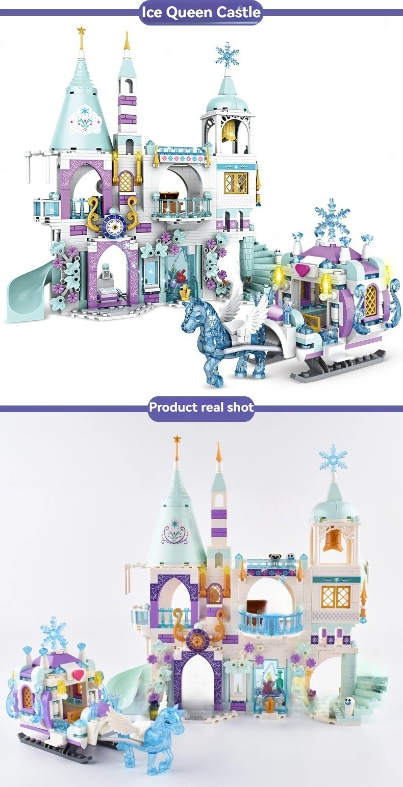 742-teiliges Friends Princess Luxus-Eisschloss Spielplatzhaus Filmfiguren Winter Schnee Pferd Bausteine Spielzeug für Mädchen und Kinder – Detail 6