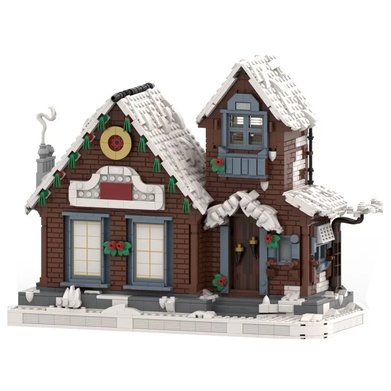 Moc Kerst Architectonische Scène Winter Huis Benodigdheden Model Bouwsteen Montage Speelgoed Kinderen Geschenken