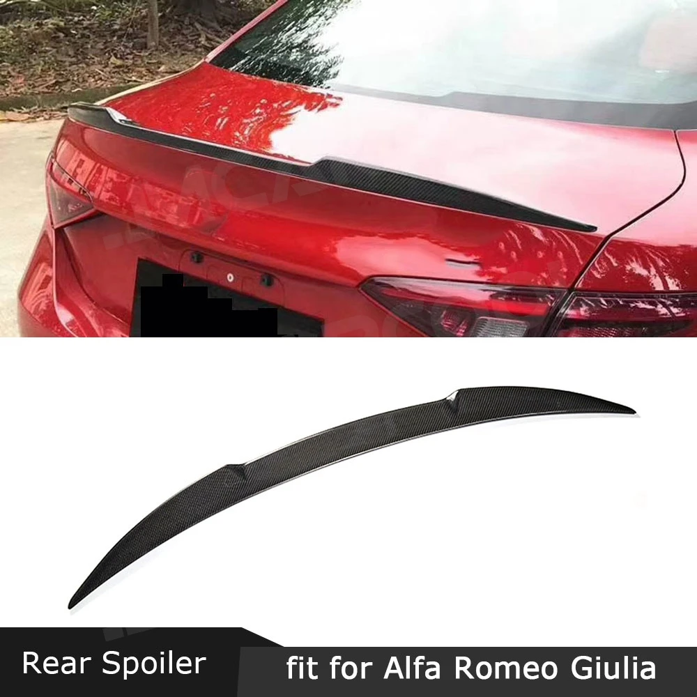 

Car Rear Spoiler Boot Duck Wings for Alfa Romeo Giulia Spoiler 2015-2019 Carbon Fiber Rear Trunk Trim Sticker Car Styling