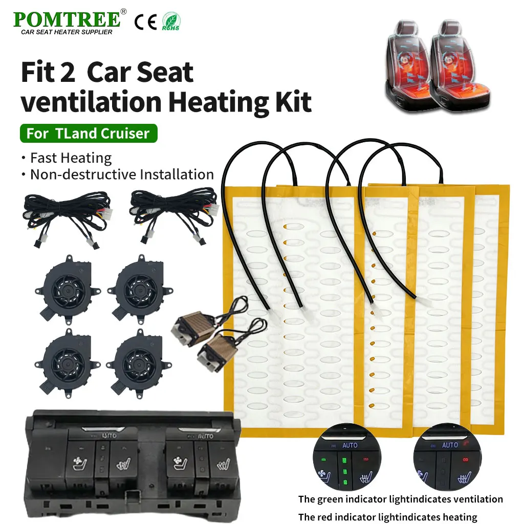 For Toyota Land Cruiser Car Seat Vent Heat Kit Rapid Alloy Wire Heat Non-Destructive Built-in 2 Seats Dedicated Switch All Year