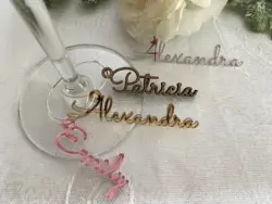 Personalized Wine Glass Charm Custom Wedding Drink Tags Name Gift Wedding Bridal Shower Decor Party Cut Acrylic Table PlaceCards