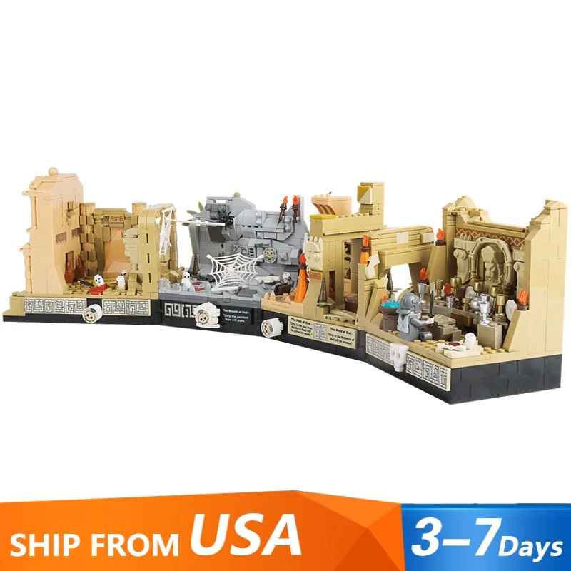 

2388 шт. модульное здание MOC Raiders of the Lost Ark, храм Святого Грааля, модель, строительные блоки, кирпичные игрушки для детей, подарок