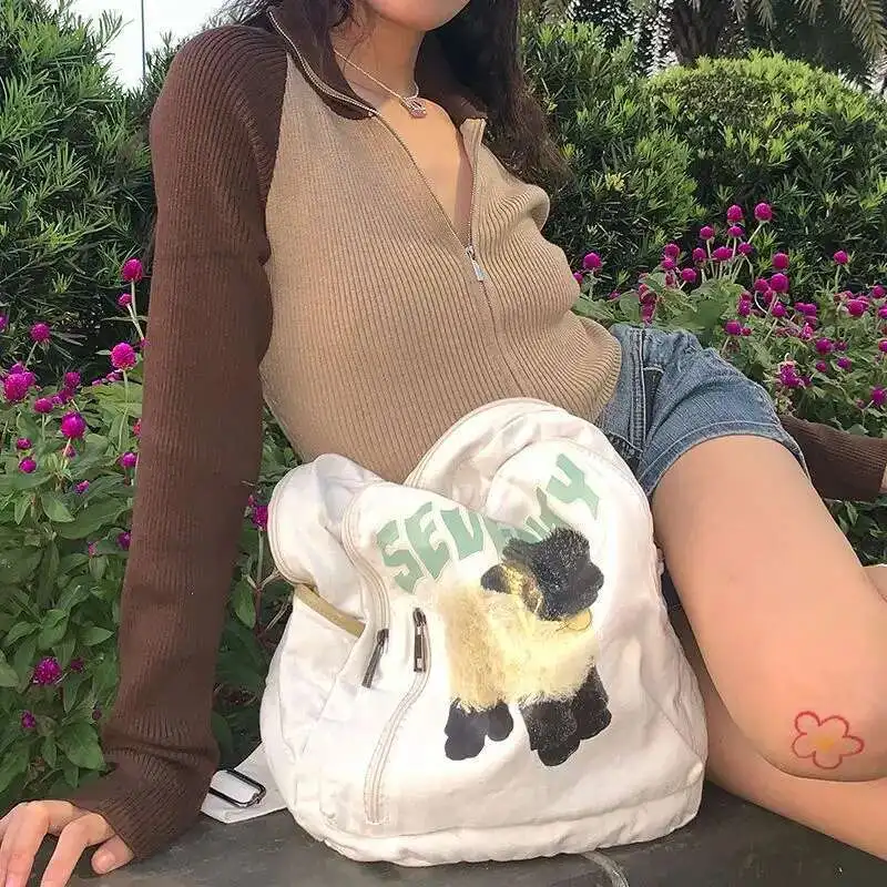 كارتون لامب طباعة الترفيه المدرسية على ظهره حقيبة الكتف طالب مراهق 1971 ضرب