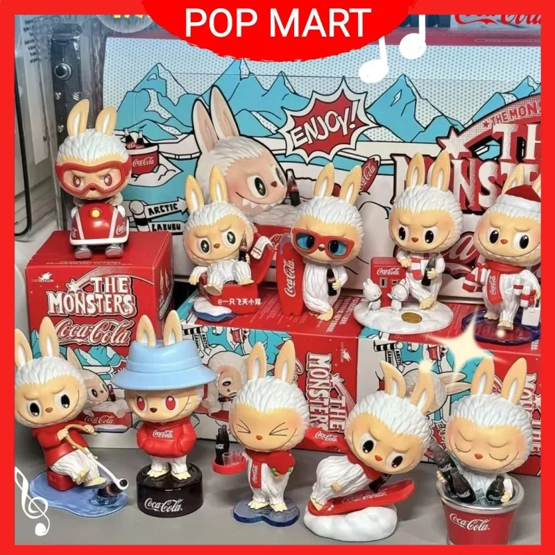 Figuras Popmart The Monsters Coca Cola auténticas, caja ciega, adorno de Labubu, decoración para niñas, regalos de cumpleaños para niños