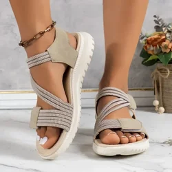 High Quality Brand Women's Sandals Hot Selling 2024 Summer New Elastic Band Fashionable Flat Casual Outdoor Sandals for Women