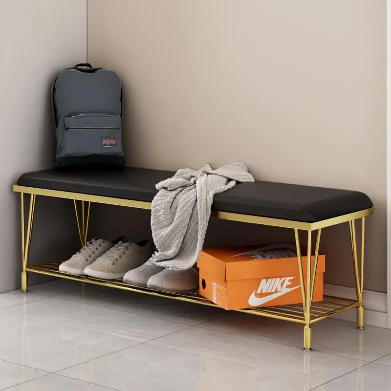 Selected High Quality Leather Nordic Shoe-changing Stool Comfortable Seat Home Door Shoe Rack Polished Smooth Shoe Cabinet