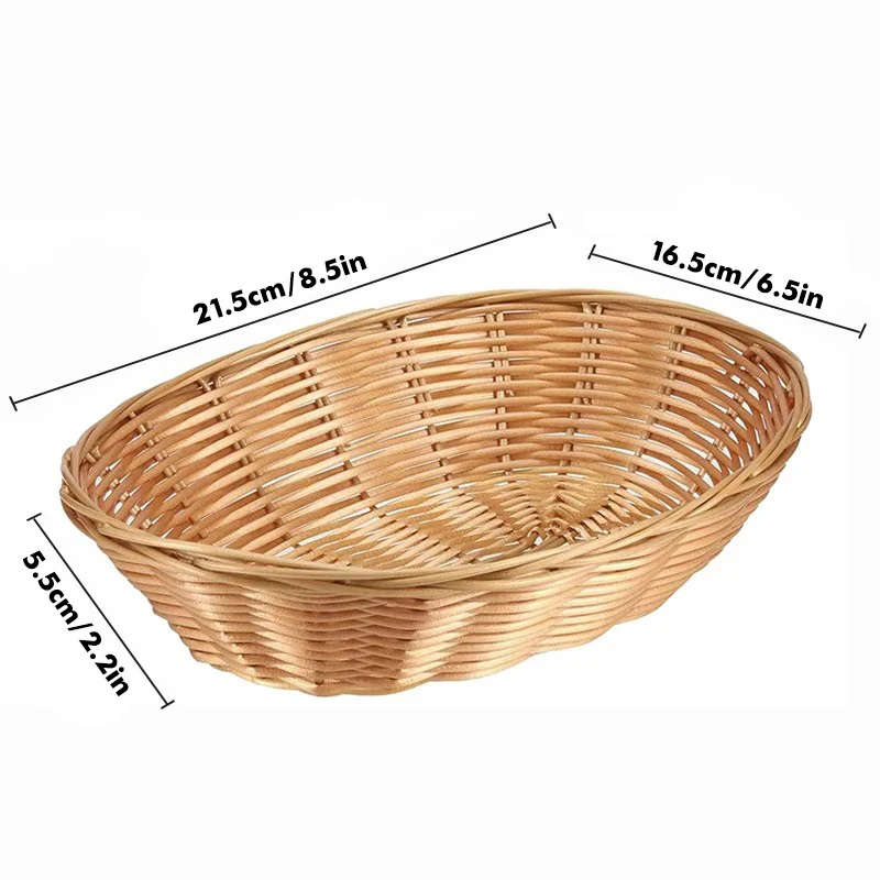 8/20Pcs Wicker Bread Baskets, Handwoven Oval Plastic Basket, Tabletop Fruit Vegetables Food Serving Basket for Home, Kitchen