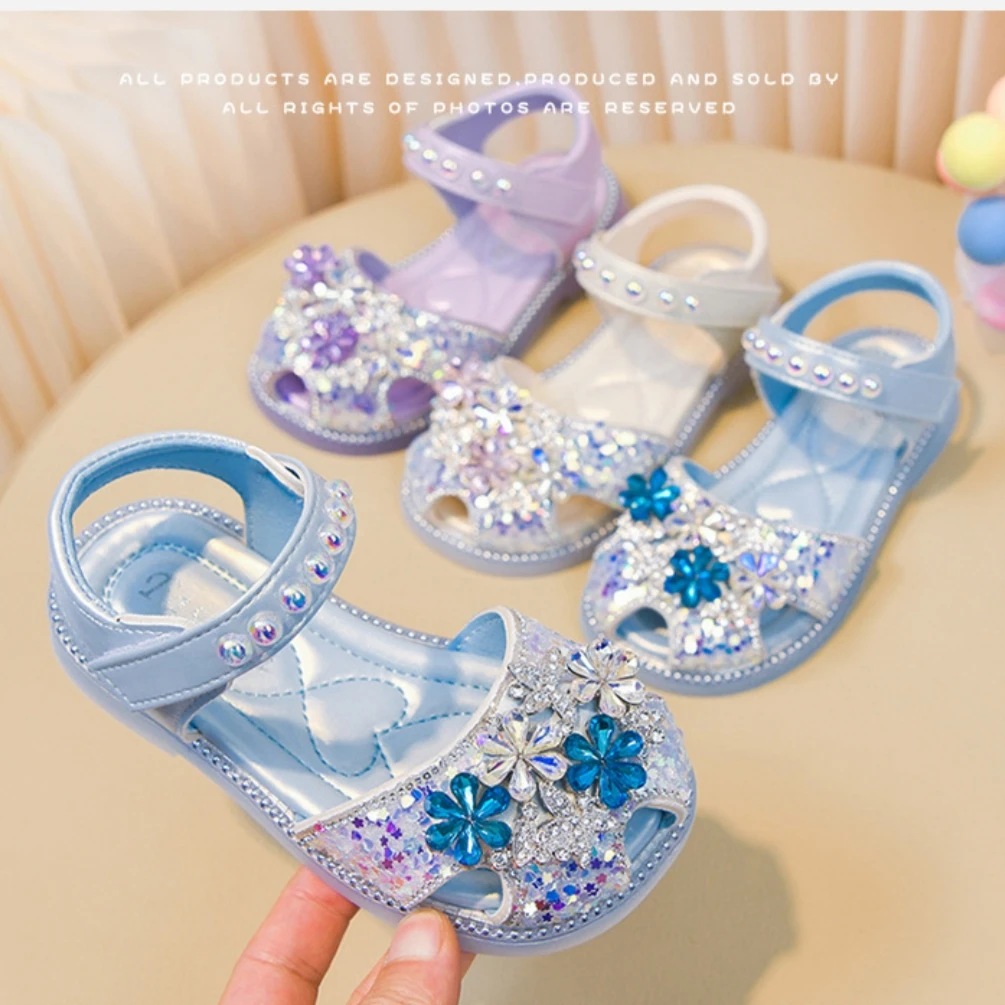 

Kids'Casual Sandals PU Leather Summer Fashion Outdoor Breathable Shoes For Girls Anti-slip Blue Purple Shoes Size 23-34