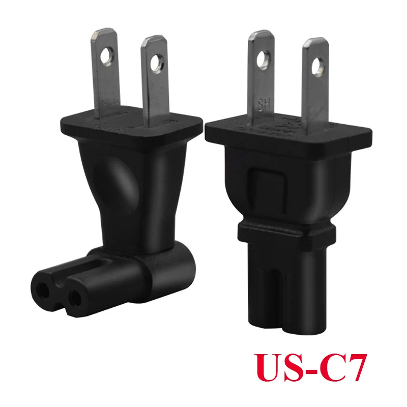 Black NEMA 1-15P US 2Pin Plug to IEC C7 Figure 8 Female Power Adapter Plug Laptop TV Monitor Small Home Appliance Converter Plug
