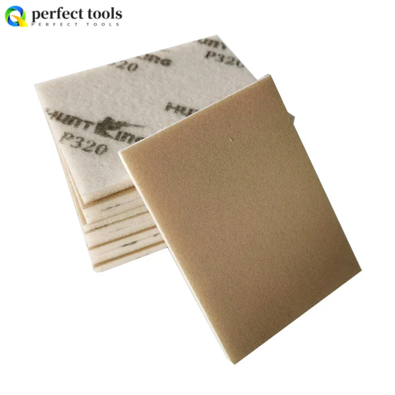 Car Beauty Dry Polishing Sandpaper 75/100mm Square Sander Sponge Sandpaper Polishing Putty Self-adhesive Flocking