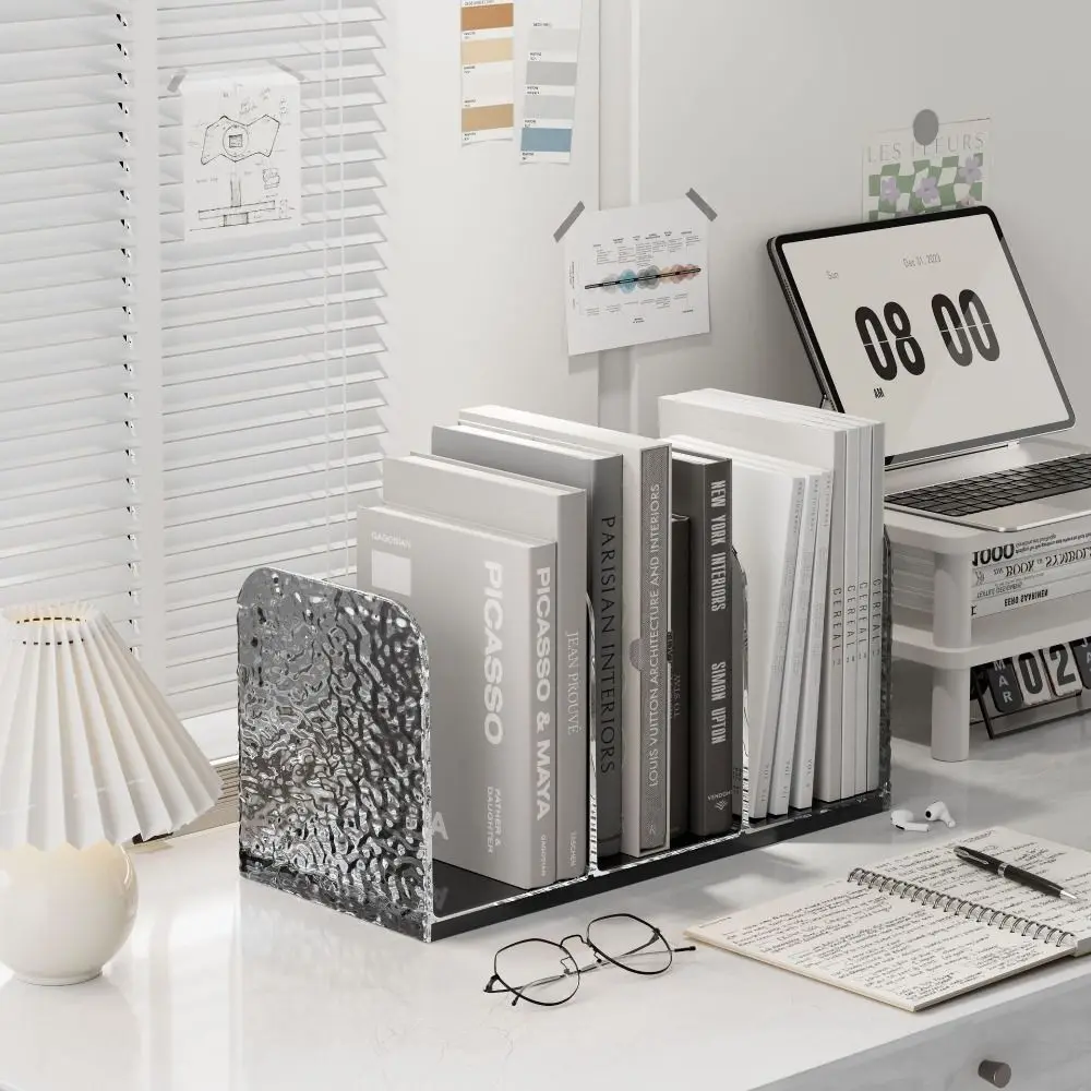 Book Stand 4 Grid Desktop Bookends Luxury Minimalism Divider Bookshelf Simple Desk Storage Rack Display