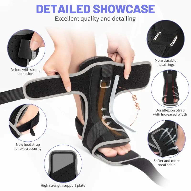 New Foot Sagging Stretch Belt Night Splint Adjustable Unisex Double Fixed Ankle Brace Foot Support One size fits all