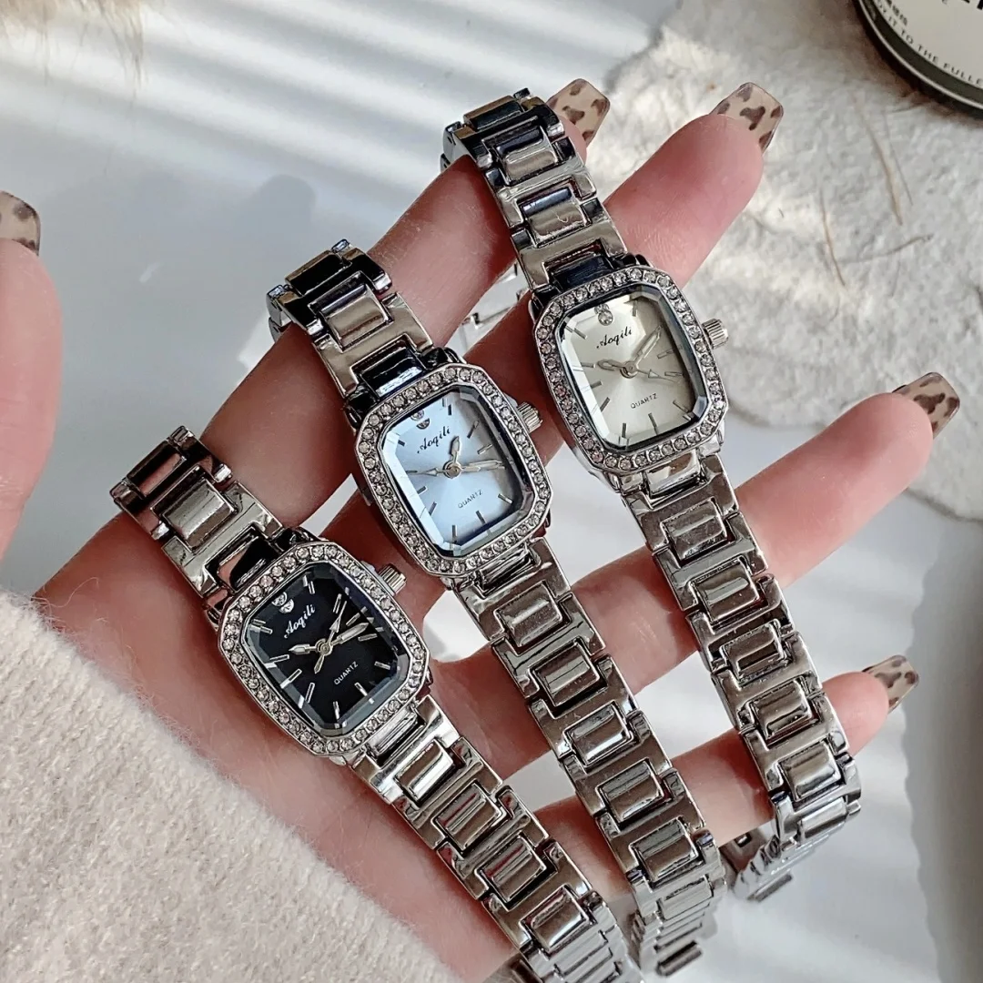 Moda pequeno mostrador quadrado relógios femininos senhoras relógio de quartzo relógios de pulso feminino vestido pulseira de ouro relógio feminino