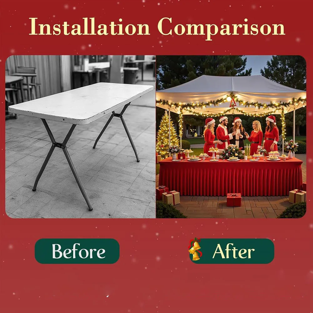 

Новая скатерть-юбка 2026 года, красная прямоугольная скатерть-юбка 6 футов для свадеб – многоразовые праздничные скатерти для карнавалов и банкетов