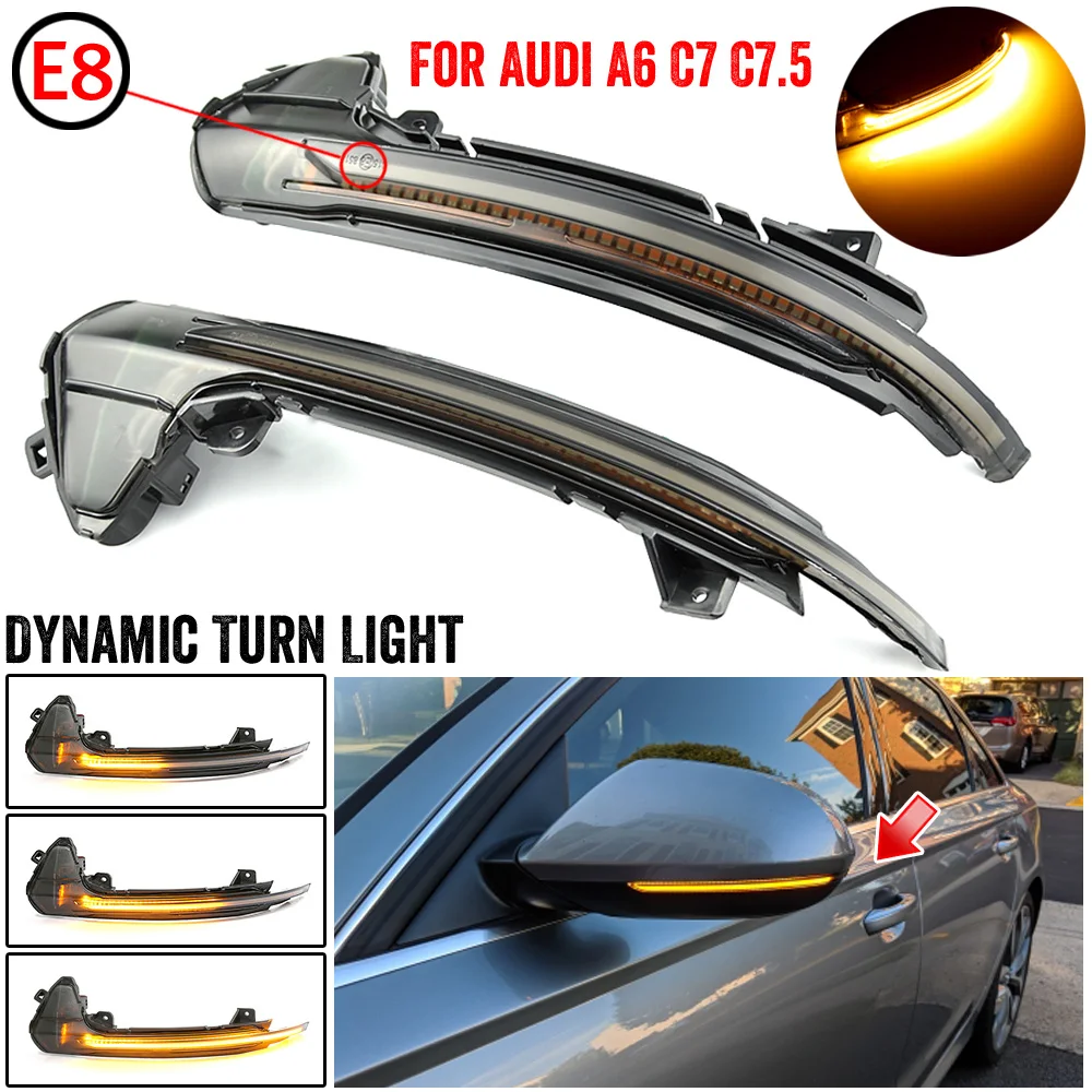 

2PCS Dynamic Blinker for Audi A6 C7 C7.5 4G S6 LED Turn Signal 2013 2014 2015 2016 2017 2018 RS6 Arrow flasher mirror repeater