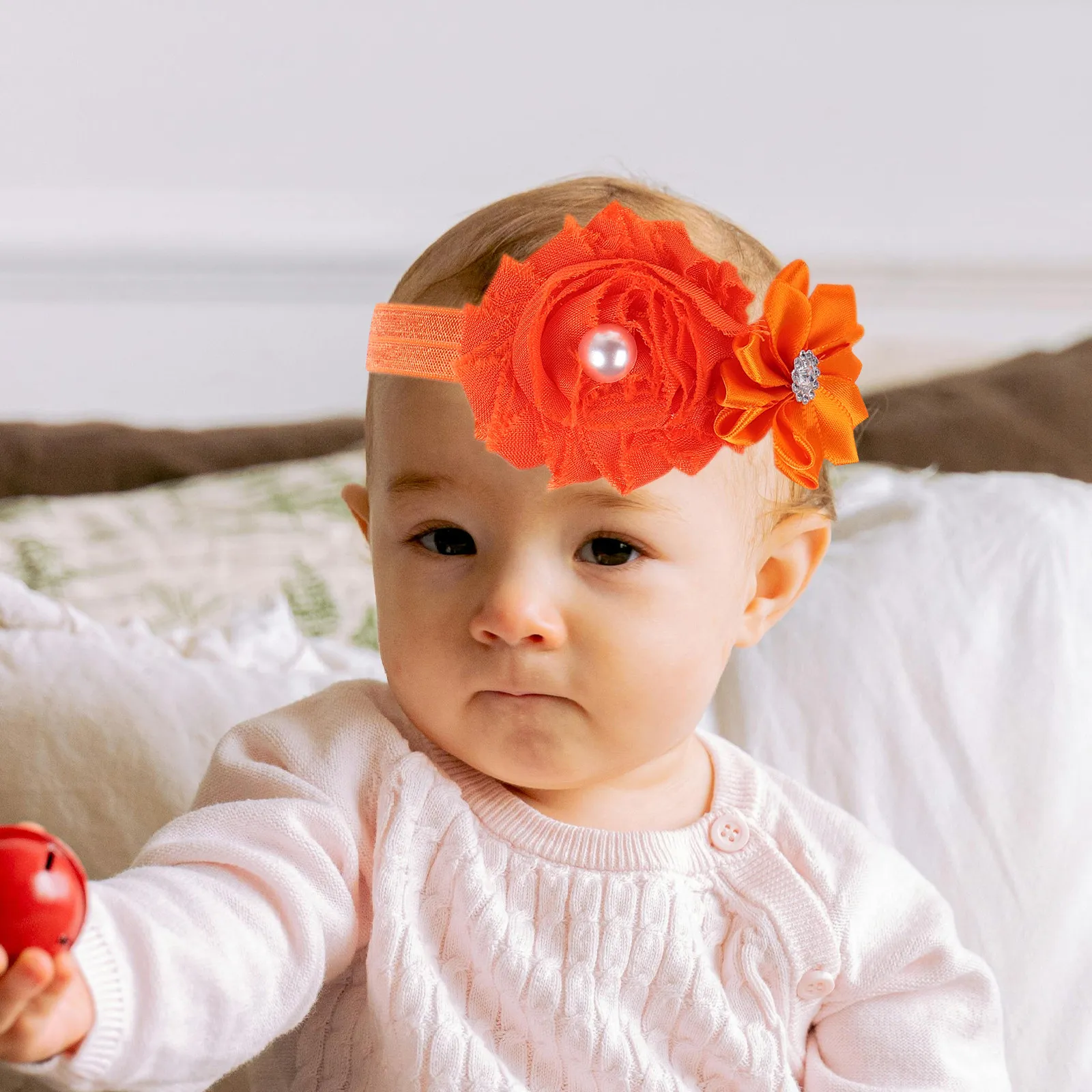 

Children'S Headbands 1.5*36Cm Baby Girls Flower Hair Accessories Elastic Pearl Decorated Hairbands For Photo Props