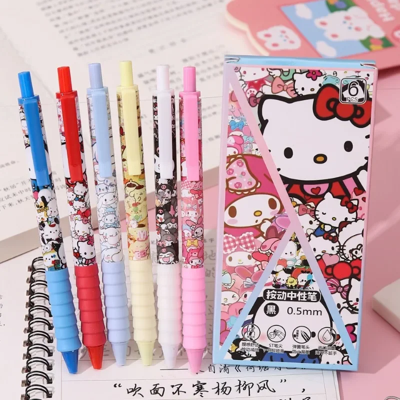 Sanrio Hello Kitty Gel Pen Cartoon Anime Cute Good-looking Push Action Pen Students Stationery Fashion School Supplies Gifts