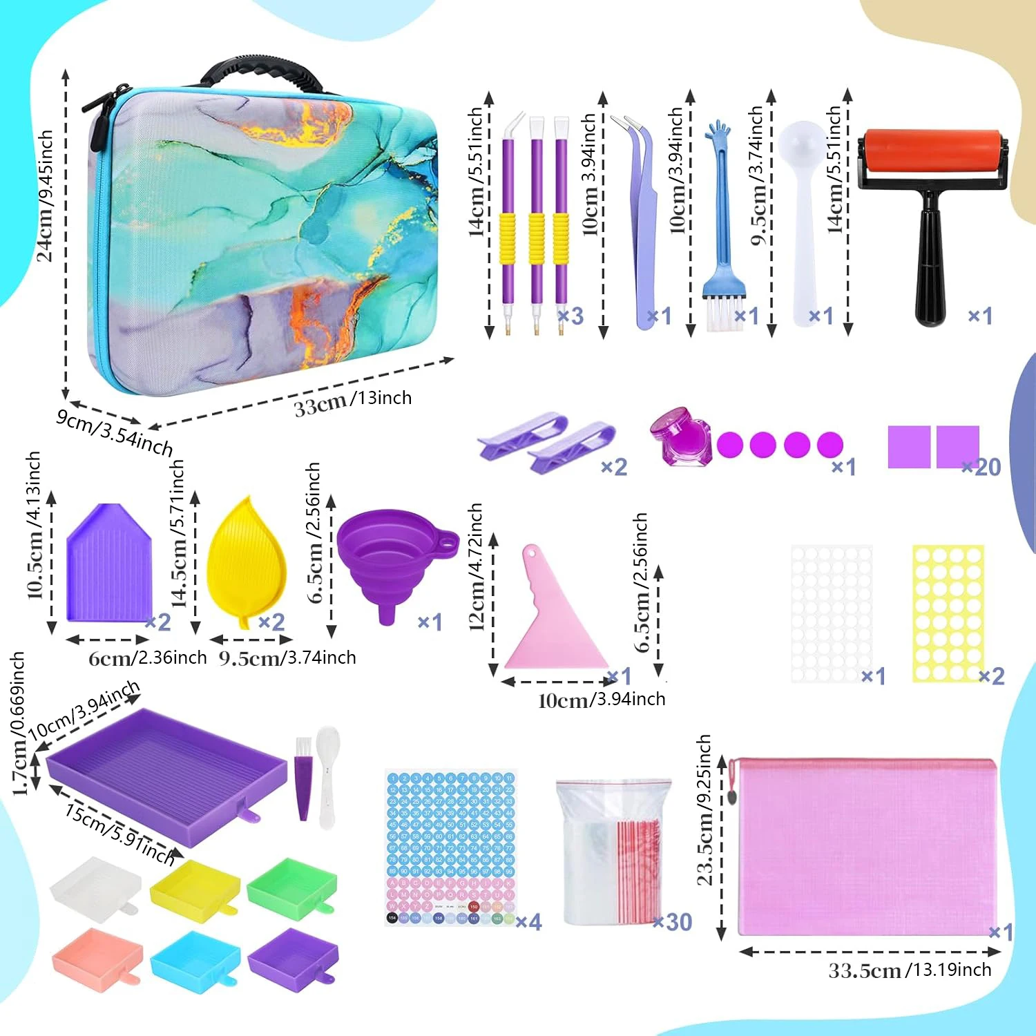 Diamond Painting Tools Storage Bag 60 Slots EVA Case with Tools Kit Bead Organizer Portable Handbag for DIY Art Accessories - view 6