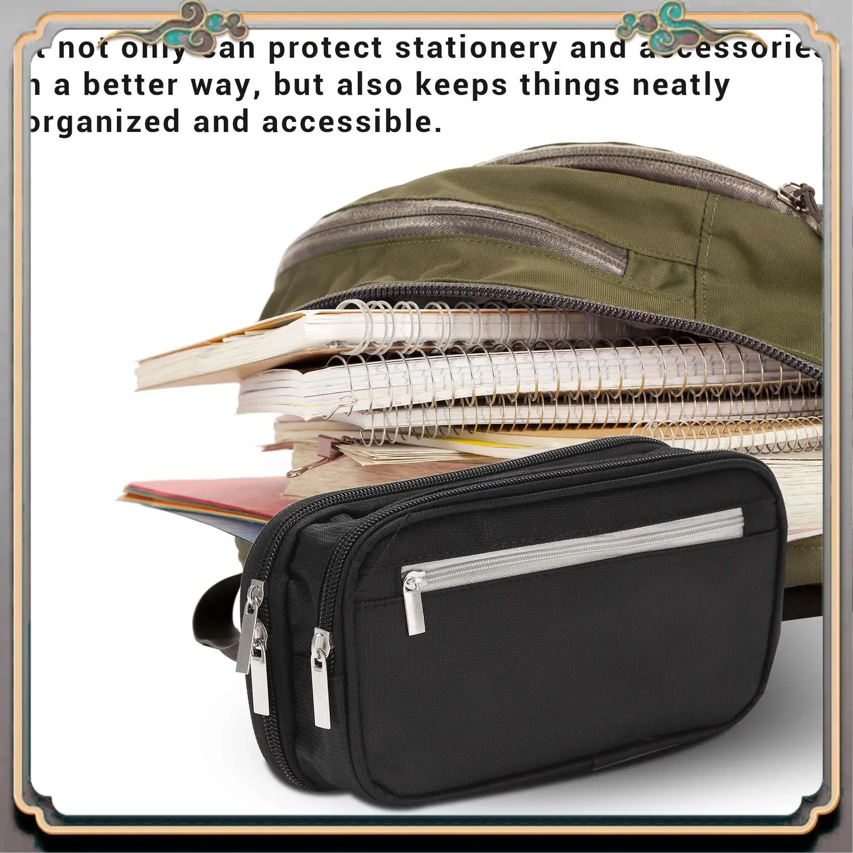 

Durable Pencil Case, Large Capacity Pencil Cases Pen Bag Pouch Holder Travel Cosmetic Make Up Bag Pouch Cable Bag Pouch With Mul