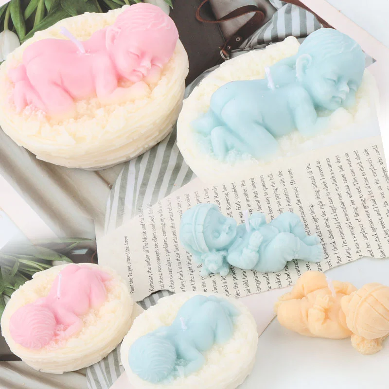 

3D Cute Sleeping Baby Silicone Candle Mold Human Child Soap Resin Plaster Mould Chocolate Ice Making Set Home Decor Lovely Gifts