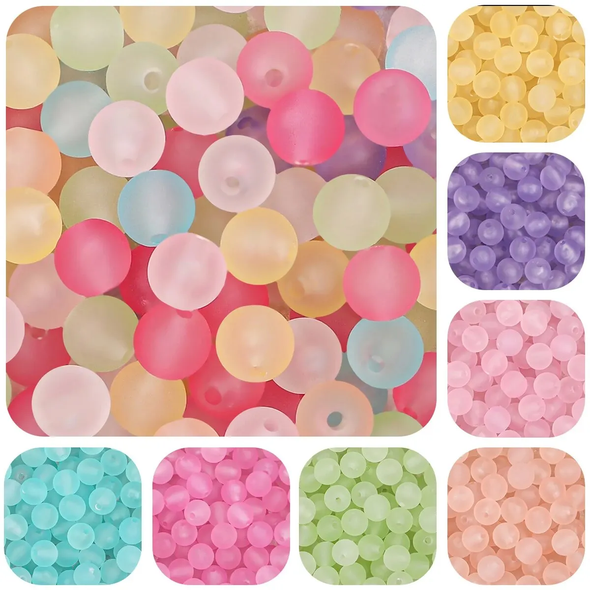 About 115pcs Acrylic Transparent Rubber Frosted round Beads Scattered Beads Handmade Jewelry Accessories Materials