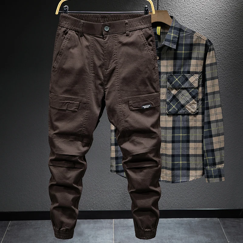 

Высококачественные мужские рабочие брюки карамельного цвета, повседневные спортивные свободные брюки на открытом воздухе, модные городские молодежные зимние хлопковые брюки