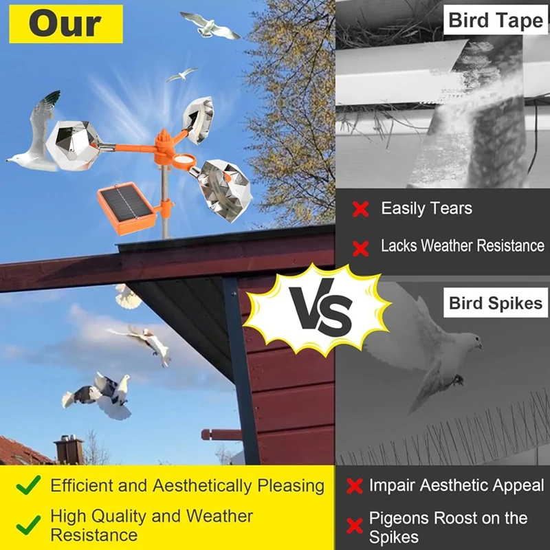 Bird Deterrents Devices Outdoor, Bird Reflectors for Outside, Pigeon Woodpecker Deterrent, Effective Bird Scare Devices-A51M