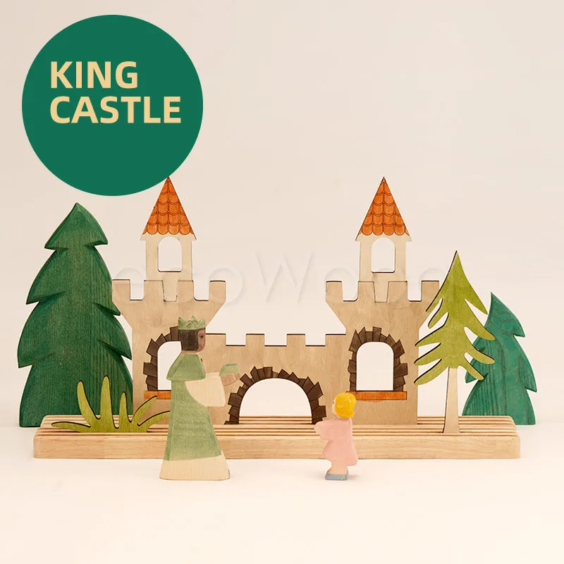 

children Nordic Montessori Education scene props Open Children's Wooden Toy House Forest Building Blocks Background Board Toy